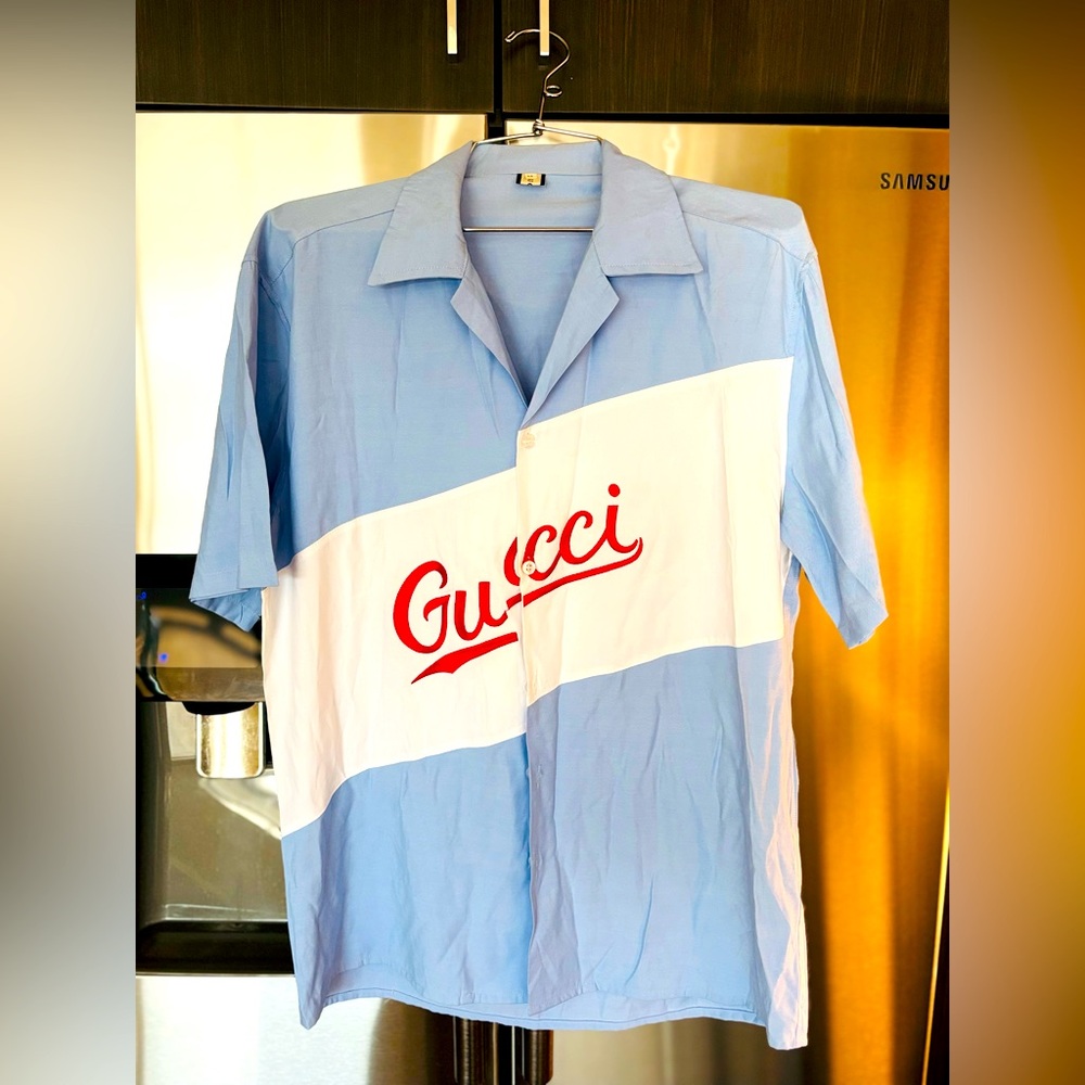 Gucci Blue and White Casual Button Down Shirt